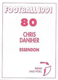 1991 Select AFL Stickers #80 Chris Daniher Back